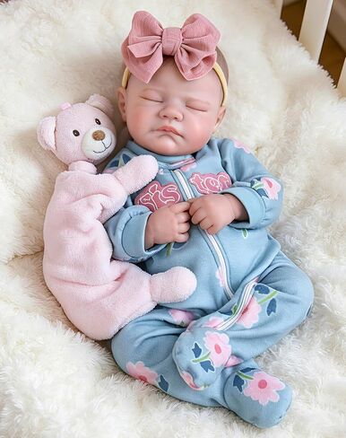 دمى Aori Lifelike Reborn Baby Boy مقاس 20 بوصة، دمية طفل حديث الولادة نائمة واقعية مع جسم مرجح ودمية فينيل ناعمة قابلة لاتخاذ الوضعيات للأطفال من عمر 3 سنوات فما فوق، وكبار السن، وهواة الجمع in Kuwait