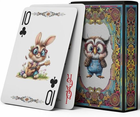 بطاقات لعب ذات طابع حيوانات ممتعة مع 54 رسمًا توضيحيًا فريدًا وحجم قياسي عالمي وتصميم خط كبير لتسهيل القراءة in Kuwait