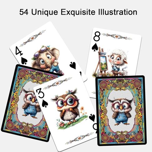 بطاقات لعب ذات طابع حيوانات ممتعة مع 54 رسمًا توضيحيًا فريدًا وحجم قياسي عالمي وتصميم خط كبير لتسهيل القراءة in Kuwait