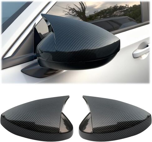 لهوندا 11th Gen Civic 2022 2023 2024 2025 2026 سيارة Ox Horn الجانب غطاء مرآة الرؤية الخلفية الجناح مرآة قبعات الزخارف اكسسوارات الديكور الخارجي للسيارات (مع إشارة بدوره أسود مشرق) in Kuwait