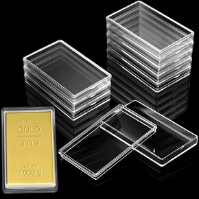 Ctosree 10 Pcs 10 oz Silver Bar Holder 10 oz Silver Bar Storage Case Clear Silver Bar Case Acrylic Storage Container Fit Silver Bar Box for 10 oz Silver Bar 10 Ounce Bar