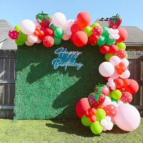 Strawberry Balloon Arch Kit 131pcs Red Pink Green with Strawberry Mylar Balloon for Sweet One Baby Shower Berry First Birthday Party Decoration
