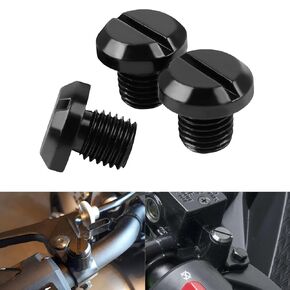 3 Pcs Motorcycle Rearview Mirror Hole Plugs M10x1.25 Universal Aluminum Alloy Motorcycle Rear View Mirror Screws Replacement for Yamaha Honda Kawasaki Suzuki BMW(2 Right + 1 Left/Black)