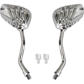 Universal Bicycle Mirror 8mm 10mm Skull Hand Side Also for Motorcycle Rear View Mirrors Scooter Moped Bike black