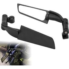 Universal Adjustable Motorcycle Mirrors - 8MM and 10MM Swivel Adjustable Wind Reduction Wing Design for Enhanced Safety & Comfort, Compatible with M8 or M10 Universal Motorcycle (Black)