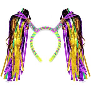 Yokawe بوم بوم Headbands تضيء عقال مضحك بهرج ذيل حصان رئيس بوبر حفلة عيد ميلاد أغطية الرأس للفتيات النساء الاطفال