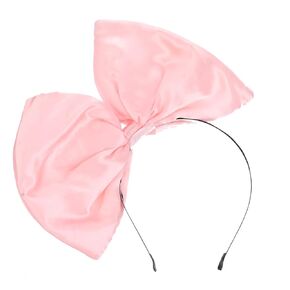 FOMIYES Pink Bow Headband Christmas Big Bowknot Headband: Pink Satin Oversized Bow Hair Hoop Cosplay Costume Headwear for Women Girls