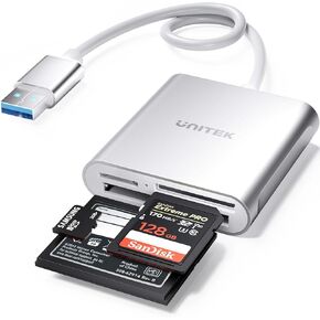 قارئ بطاقة USB Unitek 3 فتحات USB 3.0 قارئ بطاقة فلاش مدمج، قراءة 3 بطاقات في وقت واحد، محول بطاقة الذاكرة الألومنيوم CF، TF، SDXC، SDHC، SD، Micro SDXC، Micro SD، Micro SDHC- 4FT (أسود) in Kuwait