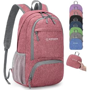 ZOMAKE 20L Lightweight Packable Hiking Backpack for Women Men - Small Hiking Daypack for Travel - Tear Resistant Foldable Day Pack for Camping Outdoor Sports(Pink)