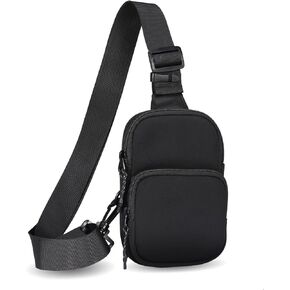 ZORSOME Unisex Outdoor Sling Bag, Small Crossbody Sling Backpack, Waterproof Neoprene Chest Bag for Hiking Traveling, Black
