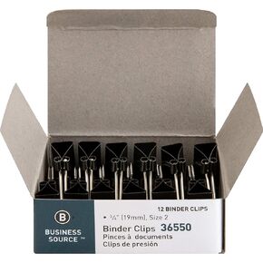 Business Source, BSN36550, Fold-Back Binder Clips, 12 / Dozen, Black