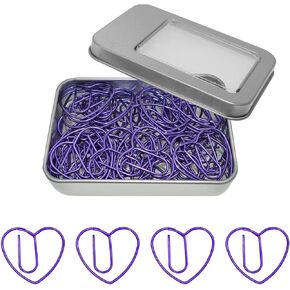 Cute Heart Paper Clips Purple Paperclips, Gift Idea (Purple, 50 Pack)