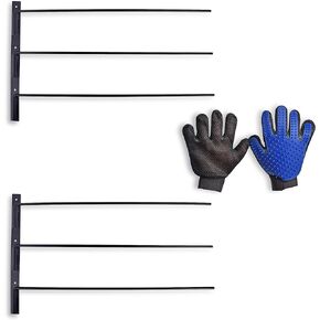 Saddle Pad Rack - Swinging Horse Blanket Holder (2 Pack), 3 Bar Wall Mounted Storage Organizer Racks for Equestrian Tack, Saddle Pads, Bridle - Complete with Grooming Gloves