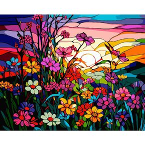 MOGTAA Flowers Paint by Numbers for Adults, Colorful Flowers Paint by Numbers for Kids Beginner, DIY Paint by Numbers on Canvas Flowers Oil Painting Arts Craft for Home Wall Decor 16 x 20 Inch