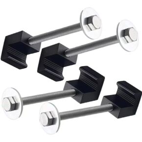 4pcs Universal Truck Toolbox Mounting Kit Aluminium Alloy Firmly Bridges the Toolbox Cable Tie J Hook, Black