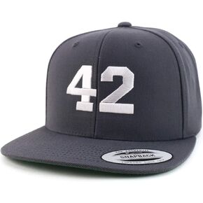 Trendy Apparel Shop Number 42 White Thread Embroidered Flat Bill Snapback Baseball Cap