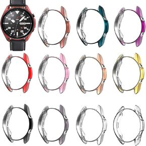 Compatible with Samsung Galaxy Watch 3 41mm 45mm Case,Soft TPU Fashion Plated Metal Color Frame Shock Resistant Proof Cover Protective Protector Shell Bumper for Galaxy Watch 3 (Eleven Colors, 41mm)
