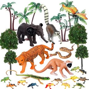 25 Pcs Desert Animals Figurines Set Model Trees Kit Resin Insects Animals Figures with Cactuses Figurines for Kids School Projects Party Favors Birthday Presents Desktop Decoration