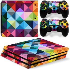 لوحدة التحكم ووحدة التحكم PS4 Pro، ملصقات الفينيل لوحدة التحكم ووحدات التحكم Playstation 4 Pro، طبقة واقية من ملصق الجلد (البرق الملون)