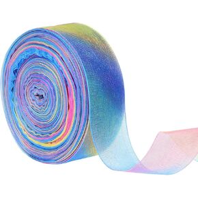 Rainbow Ribbons Organza Sheer 1 Inch Rainbow Ribbon Chiffon Ribbon for Gift Wrapping Package Gift Wrapping Wedding Party Decoration 50 Yards (1 Inch) in Saudi Arabia