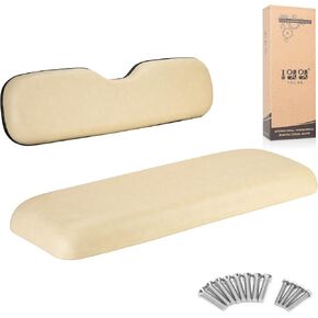 Deluxe Golf Cart Rear Seat Replacement Cushion for GTW, Soft Back Seat Kit for Yamaha, EZGO RXV TXT, Club Car DS precedent and other 4&6 passengers Golf Carts with Flip Rear Seats(Beige)