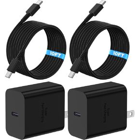 2Pack 45W Super Fast Charging Block with USB C to C Cable 10ft, Type C Wall Charger Adapter and Android Phone Charger Cord Long for Samsung Galaxy S24 Ultra/S23+/S22 Plus/22/S21/S20/S10/Note 20/10