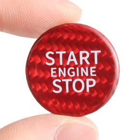 Car Ignition Button Cover Carbon Fiber Black Compatible with Audi - Engine Start Stop Button Cover Trim for A4 A5 A6 A7 Q3 Q5 Q7,Black
