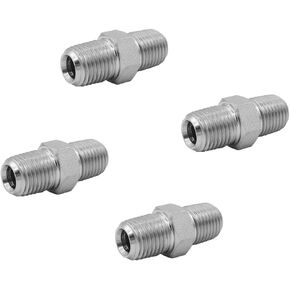 (4-PACK) 5404-04-04 Hydraulic Hose Adapter Fitting 1/4" Male (1/4"-18NPTF) × 1/4" Male (1/4"-18NPTF) SAE Straight Pipe Joints Tube Connector Carbon Steel