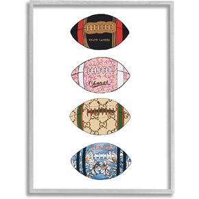 Stupell Industries Trendy Glam Footballs Patterned Chic Fashion Designs Framed Wall Art, Design By Amelia Noyes