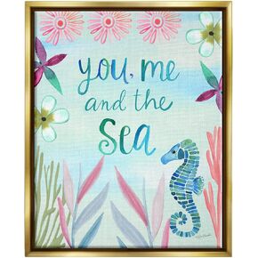 لوحة فنية جدارية من القماش من شركة Stupell Industries You, Me & Sea Romanic Beach Lover Ocean Life عبارة من تصميم كاتي دوسيت