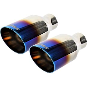 NETAMI 2.25 inch to 4 inch Exhaust Tip Stainless Steel Dual Wall Blue Burnt Weld-on 2 Pack