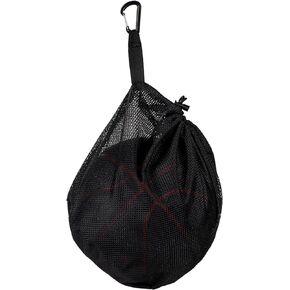 Single Ball Bag with Zipper Pocket, 10 x 12in Mesh Ball Bag Drawstring Sport Equipment Storage Bag with Buckle Clip, Ball Storage Sling Bag for Carrying Soccer Ball Volleyball Basketball