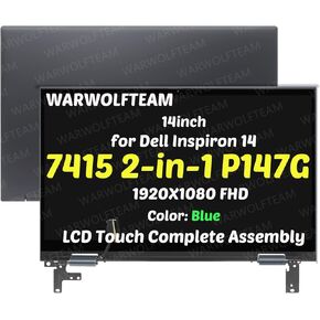 14in LED LCD 1920X1080 FHD Touch Screen Digitizer Replacement Whole Hinge-up Assembly Compatible with Dell Inspiron 14 7415 2-in-1 P147G P147G001(Blue)