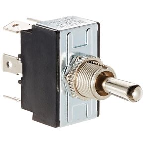 NSI 78100TQ Toggle Switch, Maintained Contact and Multiple Pole, On Off-On Circuit Function, DPDT, Brass/Nickel Actuator, 15/10 amps at 125/250 VAC, 0.250 Quikconnect Connection