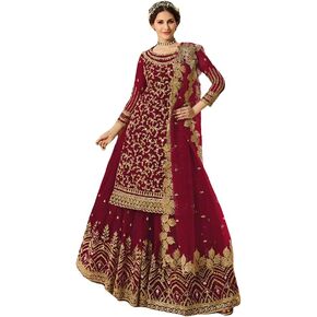 Indian/Pakistani Style Party Wear Embroidered Salwar Kameez Sharara Suit Ready To Wear