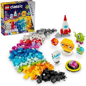 LEGO Classic Creative Space Planets Buildable Solar System, Creative Toy Building Set with Alien, Rocket Ship Toy and Glow in The Dark Bricks, Gift for Kids, Boys and Girls Ages 5 and Up, 11037