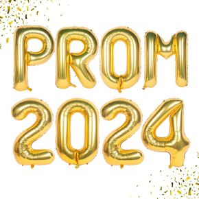 Prom 2024 Balloons Silver Prom 2024 Banner 16 inch Mylar letter Balloons Prom 2024 Sign Decoration for Graduation Party Birthday Retirement Class of 2024 Congrats Grad Party Supplies