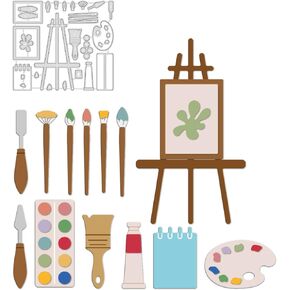 GLOBLELAND Painting Tools Metal Cutting Dies Palette Die Cuts for DIY Scrapbooking Festival Birthday Wedding Cards Making Album Envelope Decoration 3.54 x 3.18, Matte Platinum
