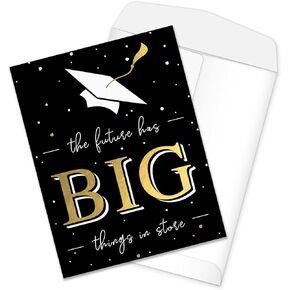Graduation Cards / 12 Black And Matte Gold Cards With White Envelopes / 4 Black And Faux Gold Graduate Designs / 4 5/8" x 6 1/4" Congrats Grad Greeting Cards/Made In The USA