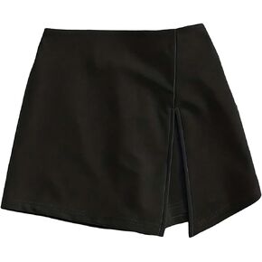 MakeMeChic Women's Split High Waisted Mini Skirt Solid Casual Summer Workwear Skort Shorts