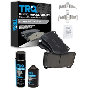 TRQ Posi Ceramic Disc Brake Pad Front & Rear Kit w/Chemicals Compatible with Ford GT