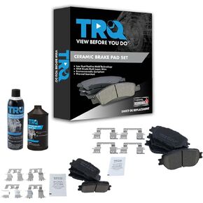 TRQ Premium Posi Ceramic Brake Pad Kit Front & Rear Kit w/Chemicals Compatible with 2002-2006 Toyota Camry