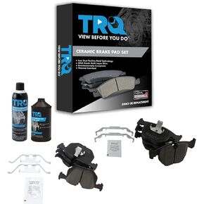 TRQ Posi Ceramic Disc Brake Pad Kit Front & Rear Kit of 2 w/Chemicals Compatible with 1995-2001 BMW 740i 740iL 2000-2003 M5 2000-2006 X5