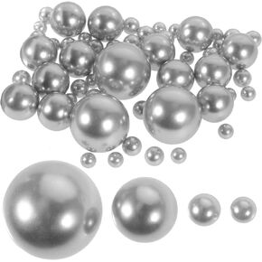 Wedding Decor Gold Vase No Hole Floating Pearls Gems Grey Glossy Faux Pearls for Vase Filler Wedding Table Scatter Makeup Holder 125pcs Wedding Decor Gold Vase