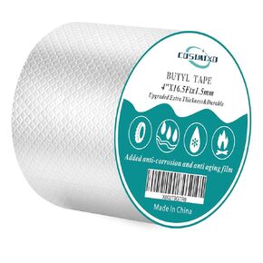 COSIMIXO 2" x 16.5Ft Extra Thickness Upgraded Strong Butyl Waterproof Tape Leak Proof Butyl Tape, Repair for Boat, Pipe, HVAC Ducts, Roof Crack, RV, Awning, Window Sealing, Silver