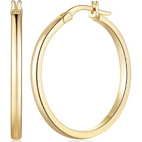 14K Gold Hoop Earrings for Women 14K Gold Earrings Lightweight Gold Hoop Women Earrings 30mm