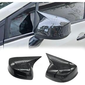 2Pcs Car OX Horn Side Rearview Mirror Exterior Cover Cap For Honda Civic 2012-2013 Carbon Fiber Black