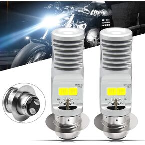 HONLEEX 2pcs AC9-48V P15D H6M LED Motorcycle Headlight Bulbs 1800LM Super Bright 4xCOB Chips High/Low Beam LED Lamps for Yamaha,ATVS YFM350 450 400 660 700 Raptor.Xenon White.6500K.