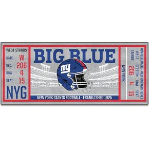 FANMATS 23130 New York Giants Ticket Design Runner Rug - 30in. x 72in. | Sports Fan Area Rug, Home Decor Rug and Tailgating Mat