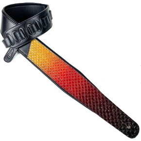Walker And Williams KB-06 Premium Carved Fish Scale Guitar Strap In Painted Sunset Finish For Acoustic, Electric, And Bass Guitars